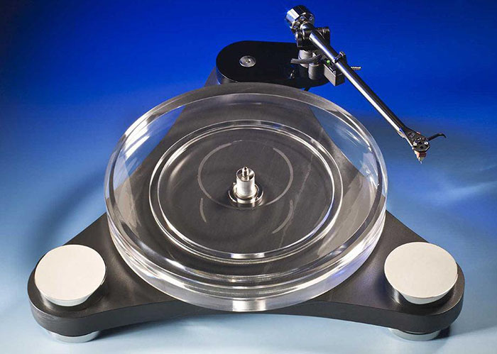 Версия Scheu Analog Diamond со столом из сланца и прозрачным акриловым диском